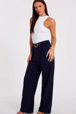 Quiz Buckle Palazzo Trousers Navy New