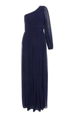 Quiz Navy Chiffon One Sleeve Maxi Dress Online