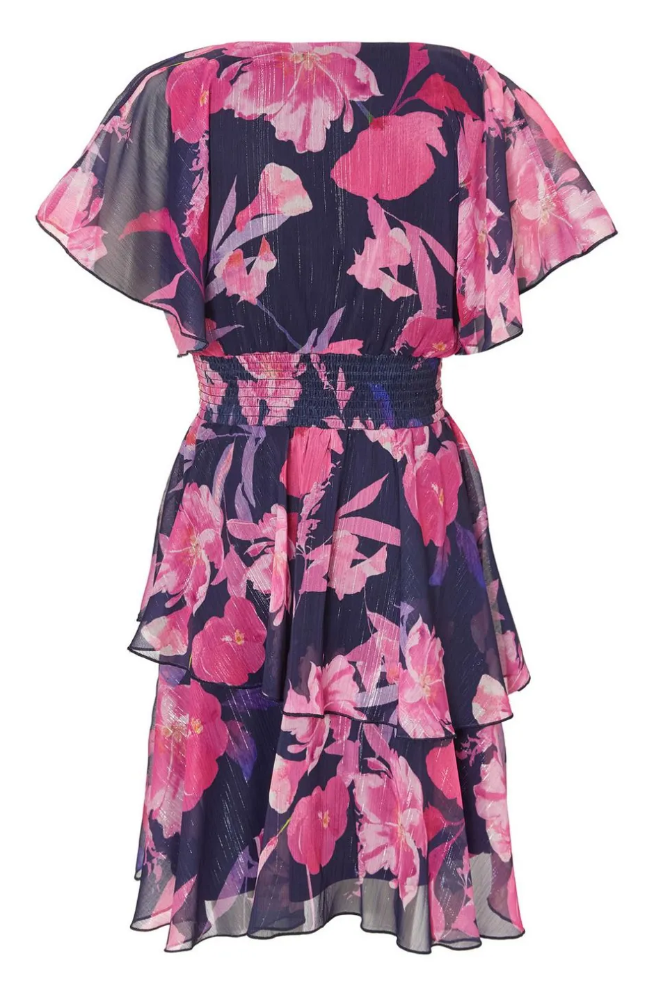 Quiz Navy Chiffon Tiered Mini Dress Sale
