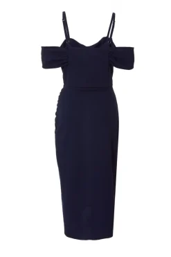 Quiz Cold Shoulder Midi Dress Navy Online