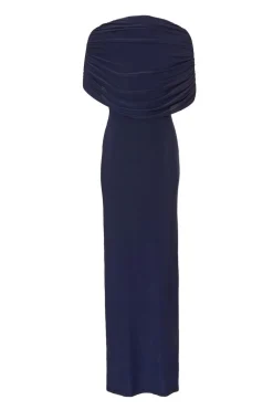 Quiz Navy Cross Front Ruched Maxi Dress
