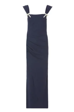 Quiz Navy Diamante Bow Maxi Dress Clearance