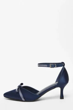 Quiz Diamante Low Court Heels Navy Clearance