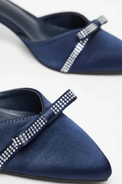 Quiz Diamante Low Court Heels Navy Clearance