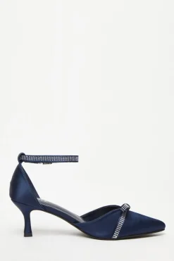 Quiz Diamante Low Court Heels Navy Clearance