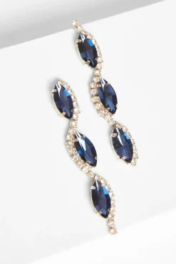 Quiz Diamante Swirl Earrings Navy Online