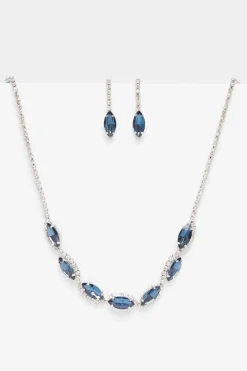 Quiz Diamante Swirl Jewellery Set Navy Best