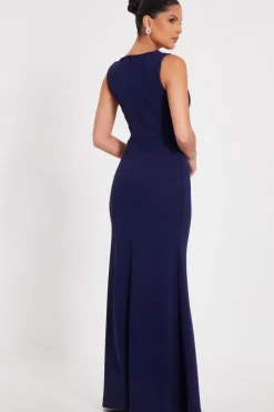 Quiz Navy Diamante Trim Maxi Dress Discount