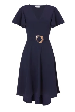 Quiz Dip Hem Midi Dress Navy Online