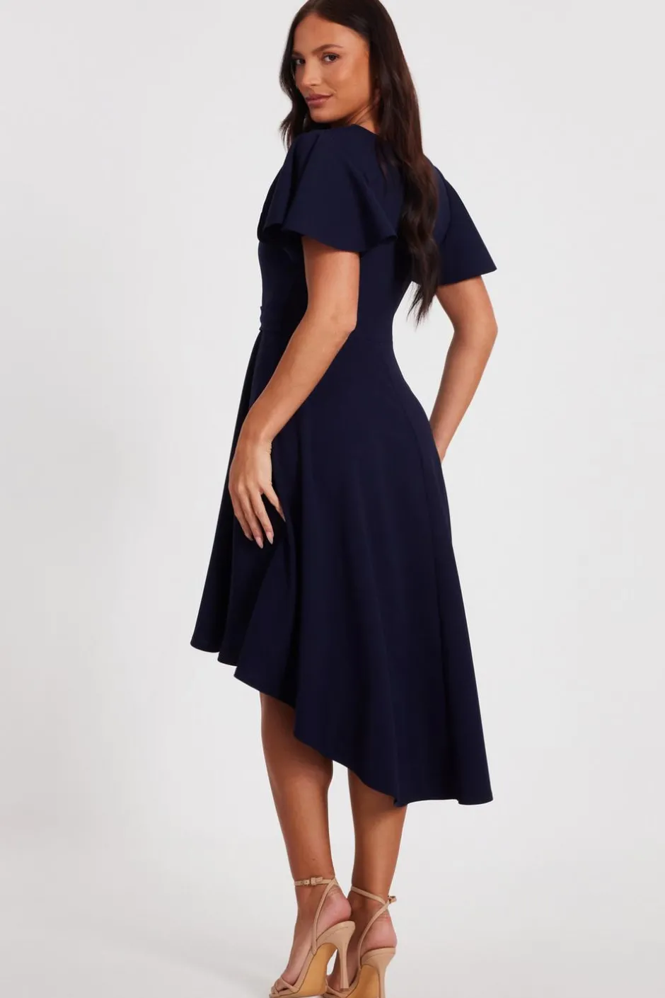 Quiz Dip Hem Midi Dress Navy Online