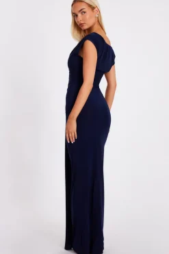 Quiz Drape Front Maxi Dress Navy Best