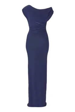 Quiz Drape Front Maxi Dress Navy Best