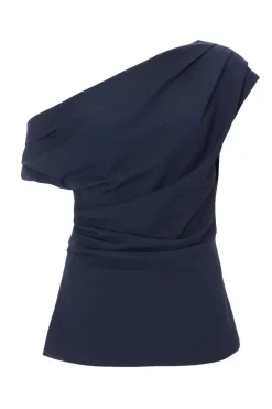 Quiz Navy Drape Neck Top Hot