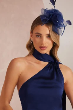 Quiz Feather Headband Fascinator Navy New