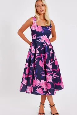 Quiz Navy Floral Midaxi Dress New