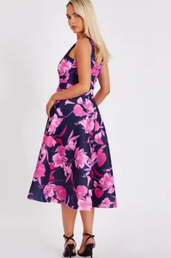 Quiz Navy Floral Midaxi Dress New