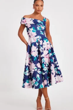 Quiz Navy Floral Print Skater Dress Discount