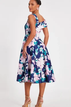 Quiz Navy Floral Print Skater Dress Discount
