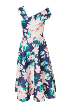 Quiz Navy Floral Print Skater Dress Discount