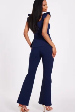 Quiz Frill Sleeve Jumpsuit Navy Clearance