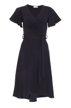 Quiz Navy Frill Sleeve Wrap Midi Dress Online