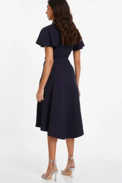 Quiz Navy Frill Sleeve Wrap Midi Dress Online
