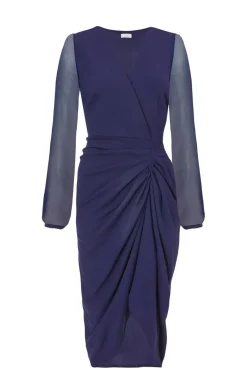 Quiz Navy Front Wrap Ruched Midi Dress Online