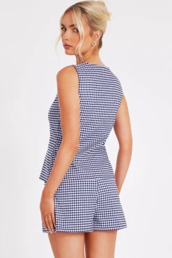 Quiz Navy Gingham Wrap Skort Hot