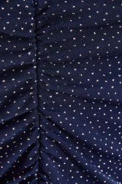 Quiz Glitter Mesh Crop Top Navy Hot