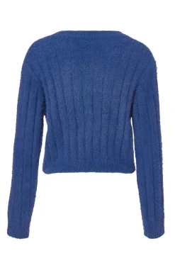 Quiz Knit Cropped Jumper Navy Discount