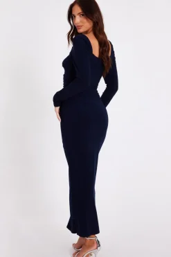 Quiz Navy Knot Front Midaxi Dress Discount