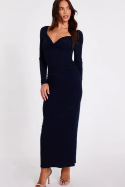 Quiz Navy Knot Front Midaxi Dress Discount