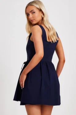 Quiz Navy Layered Mini Dress New
