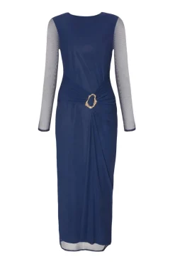 Quiz Mesh Buckle Midaxi Dress Navy Sale