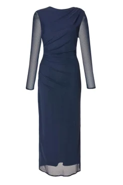Quiz Navy Mesh Diamante Midaxi Dress Outlet