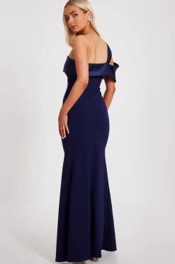 Quiz One Shoulder Maxi Dress Navy Sale