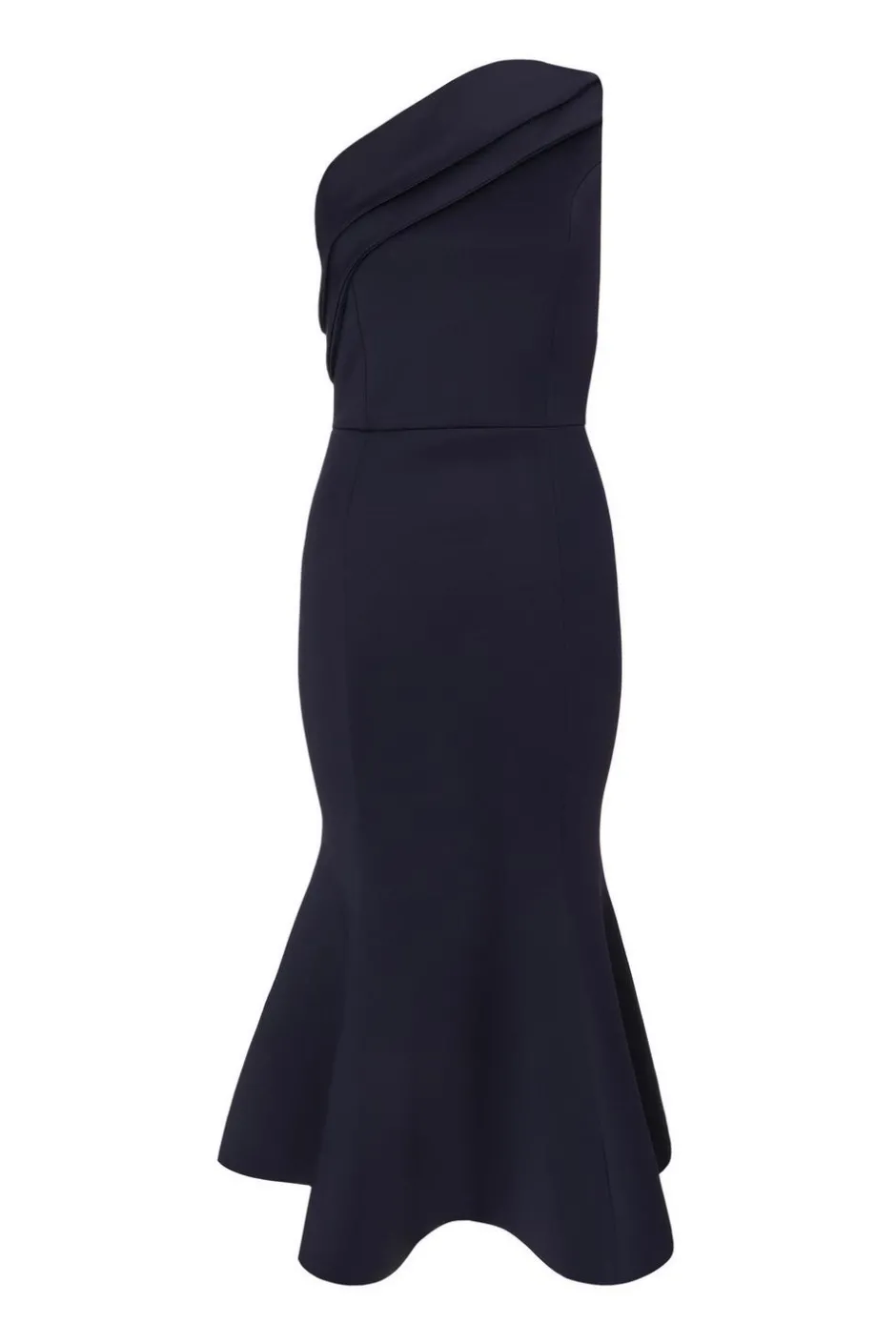 Quiz Navy One Shoulder Peplum Dress Sale