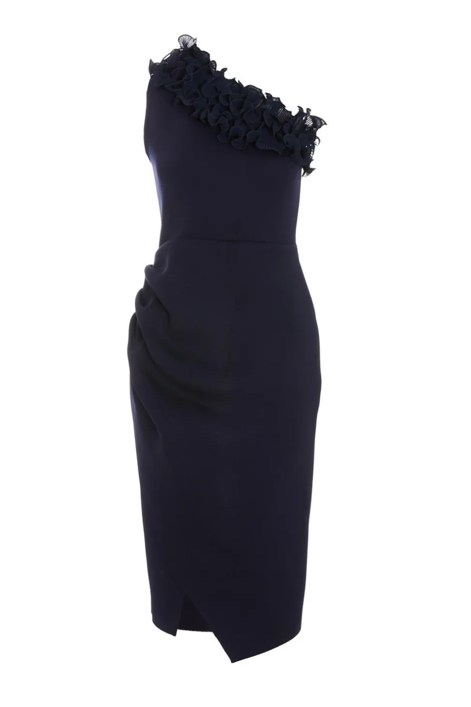 Quiz Navy One Shoulder Ruched Midi Dress Clearance