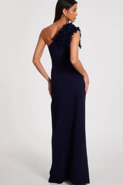 Quiz Navy One Shoulder Ruffle Maxi Dress Clearance