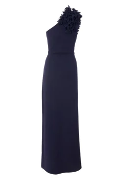 Quiz Navy One Shoulder Ruffle Maxi Dress Clearance