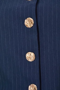 Quiz Navy Pinstripe Button Front Waistcoat Sale