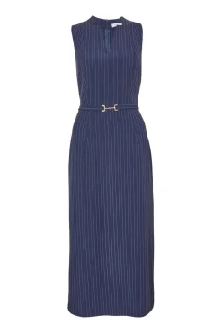 Quiz Navy Pinstripe Midi Dress Online
