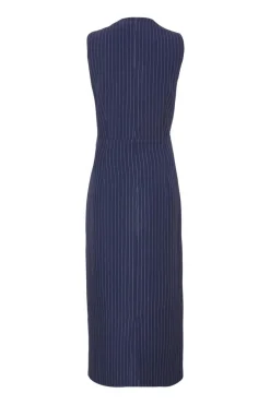 Quiz Navy Pinstripe Midi Dress Online