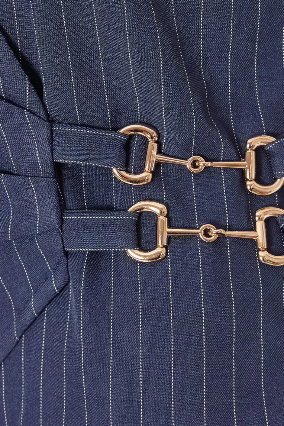 Quiz Navy Pinstripe Wrap Waistcoat Outlet