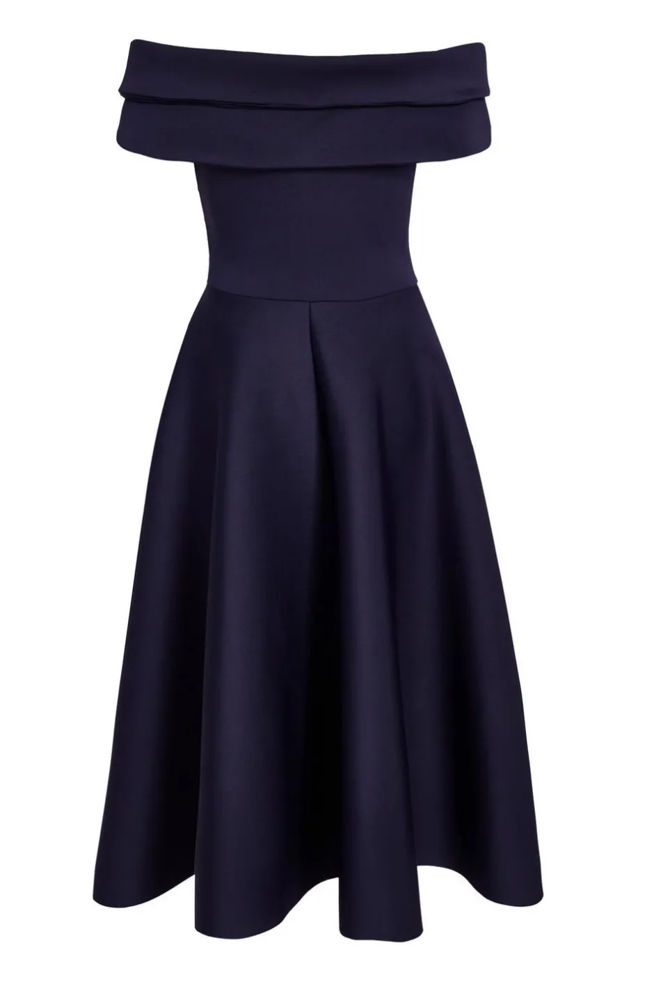 Quiz Pleated Bardot Midi Dress Navy Clearance