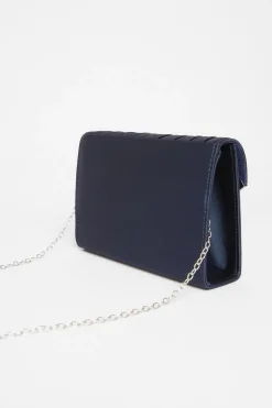 Quiz Pleated Clutch Bag Navy Sale