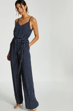 Quiz Navy Polka Dot Palazzo Jumpsuit Outlet