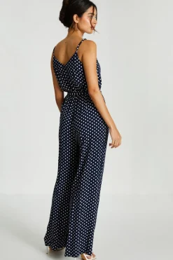 Quiz Navy Polka Dot Palazzo Jumpsuit Outlet