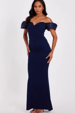 Quiz Navy Puff Sleeve Maxi Dress Hot