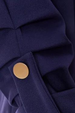 Quiz Ruched Sleeve Blazer Navy Online